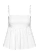 Linen Blend Singlet Tops Blouses Sleeveless White Gina Tricot