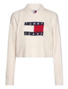 Tjw Vnck Center Flag Sweater Ext Tops Knitwear Jumpers White Tommy Jeans