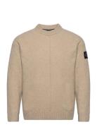 High Texture Sweater Tops Knitwear Round Necks Beige Calvin Klein Jeans