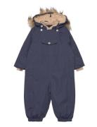 Wisti Fleece Lined Snowsuit Fake Fur. Grs Outerwear Coveralls Snow-ski Coveralls & Sets Navy Mini A Ture