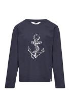 Crawford Ls Tee Tops T-shirts Long-sleeved T-Skjorte Navy Ebbe Kids