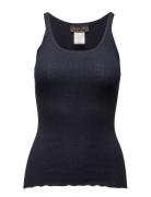 Rwbelle U-Neck Strap Elastic Top Tops T-shirts & Tops Sleeveless Navy Rosemunde