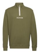 Half Zip Sweat Tops Sweatshirts & Hoodies Sweatshirts Khaki Green Tommy Hilfiger