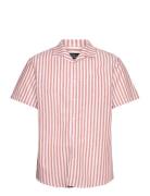 Giles Bowling Striped Shirt S/S Tops Shirts Short-sleeved Pink Clean Cut Copenhagen