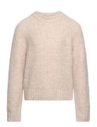 Sweater Knitted Solid Melange Tops Knitwear Pullovers Beige Lindex