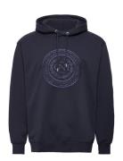 D2. Monogram Sweat Hoodie Tops Sweatshirts & Hoodies Hoodies Navy GANT