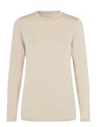 Callia O-Neck Tee Tops T-shirts & Tops Long-sleeved Beige Second Female