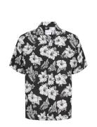 Jjguru Monochrome Aop Resort Shirt Ss Tops Shirts Short-sleeved Black Jack & J S