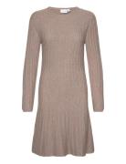 Visachin New L/S Skater Knit Dress/Su Dresses Knitted Dresses Brown Vila