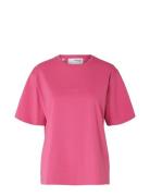 Slflisa Hankie Ss O-Neck Tee Tops T-shirts & Tops Short-sleeved Pink Selected Femme