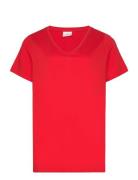 Carbonnie Life S/S V-Neck A-Shape Tee Tops T-shirts & Tops Short-sleeved Red ONLY Carmakoma