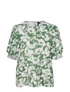 Vmfrej 2/4 Kerry Top Wvn Exp Tops Blouses Short-sleeved Green Vero Moda