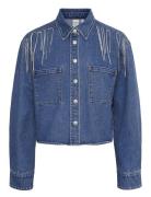 Yasconnelly Ls Fringe Shacket S. - Fest Tops Shirts Long-sleeved Blue YAS