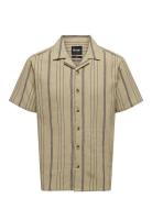 Onstrev Life Reg Ss Struc Stripe Shirt Tops Shirts Short-sleeved Khaki Green ONLY & SONS