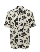 Onsdash Life Reg Visc Aop Ss Shirt Noos Tops Shirts Short-sleeved Cream ONLY & SONS