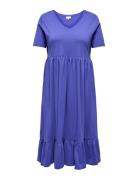 Carmay Life S/S Peplum Calf Dress Jrs Knælang Kjole Blue ONLY Carmakoma