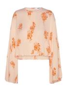 Becky - Falling Flowers Tops T-shirts & Tops Long-sleeved Orange Day Birger Et Mikkelsen