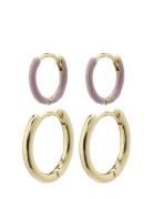 Marit Purple Hoop Earrings 2-In-1 Set Accessories Jewellery Earrings Hoops Gold Pilgrim