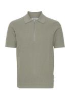 Cfkarl Ss Structured Polo Knit Tops Knitwear Short Sleeve Knitted Polos Green Casual Friday