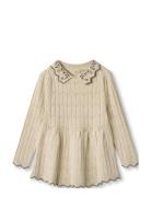 Sunny Embroidered Ls Blouse Dresses & Skirts Dresses Casual Dresses Long-sleeved Casual Dresses Cream Fliink