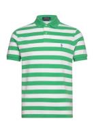 Custom Slim Fit Striped Mesh Polo Shirt Tops Polos Short-sleeved Green Polo Ralph Lauren