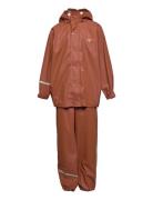 Basic Rainwear Set -Solid Pu Outerwear Rainwear Rainwear Sets Brown CeLaVi