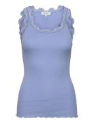 Rwbabette Sl U-Neck Long Lace Top Tops T-shirts & Tops Sleeveless Blue Rosemunde