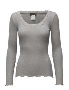 Rwbabette Ls U-Neck Lace T-Shirt Tops T-shirts & Tops Long-sleeved Grey Rosemunde