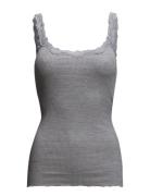 Rwbabette Sl Deep Back Lace Top Tops T-shirts & Tops Sleeveless Grey Rosemunde