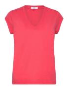 Cc Heart Basic V-Neck T-Shirt Tops T-shirts & Tops Short-sleeved Pink Coster Copenhagen