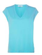 Cc Heart Basic V-Neck T-Shirt Tops T-shirts & Tops Short-sleeved Blue Coster Copenhagen