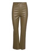 Slkaylee Pu Kickflare Pants Bottoms Trousers Leather Leggings-Bukser Khaki Green Soaked In Luxury