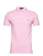 Slim Fit Mesh Polo Shirt Tops Polos Short-sleeved Pink Polo Ralph Lauren