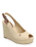 Iconic Elena Sling Back Wedge Espadrillos Med Hæl Sandal Beige Tommy Hilfiger