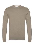 Slhberg Crew Neck Noos Tops Knitwear Round Necks Khaki Green Selected Homme