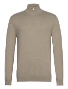 Slhberg Half Zip Cardigan Noos Tops Knitwear Half Zip Jumpers Khaki Green Selected Homme