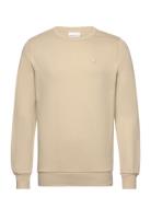 Erik Basic Badge Sweat - Gots/Vegan Tops Sweatshirts & Hoodies Sweatshirts Beige Knowledge Cotton Apparel