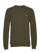 Crew Neck Lambswool Blend Jumper Tops Knitwear Round Necks Khaki Green Lyle & Scott