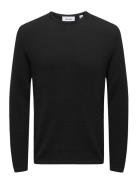 Onspanter Reg 12 Struc Crew Knit Noos Tops Knitwear Round Necks Black ONLY & SONS