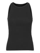 Katybb Rib Tank Top Tops T-shirts & Tops Sleeveless Black Bruuns Bazaar