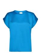 Viellette S/S Satin Top - Noos Tops T-shirts & Tops Short-sleeved Blue Vila