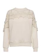 Crkalanie Sweatshirt Tops Sweatshirts & Hoodies Sweatshirts White Cream