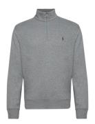 Luxury Jersey Quarter-Zip Pullover Tops Sweatshirts & Hoodies Sweatshirts Grey Polo Ralph Lauren