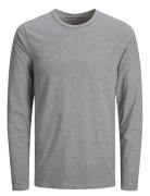 Jjebasic O-Neck Tee L/S Noos Tops T-Langærmet Skjorte Grey Jack & J S