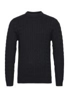 Slhryan Structure Crew Neck Tops Knitwear Round Necks Black Selected Homme