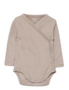 Baby Rib Jersey Body Crossover W. Longsleeve Bodies Wrap Bodies Grey Copenhagen Colors