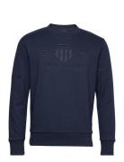 Reg Tonal Shield Cneck Sweat Tops Sweatshirts & Hoodies Sweatshirts Blue GANT