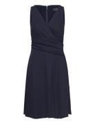 Surplice Jersey Sleeveless Dress Knælang Kjole Navy Lauren Ralph Lauren