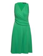 Surplice Jersey Sleeveless Dress Knælang Kjole Green Lauren Ralph Lauren