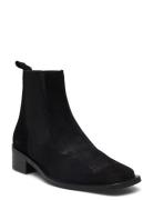 Booties - Block Heel - With Elas Shoes Boots Ankle Boots Ankle Boots Flat Heel Black ANGULUS